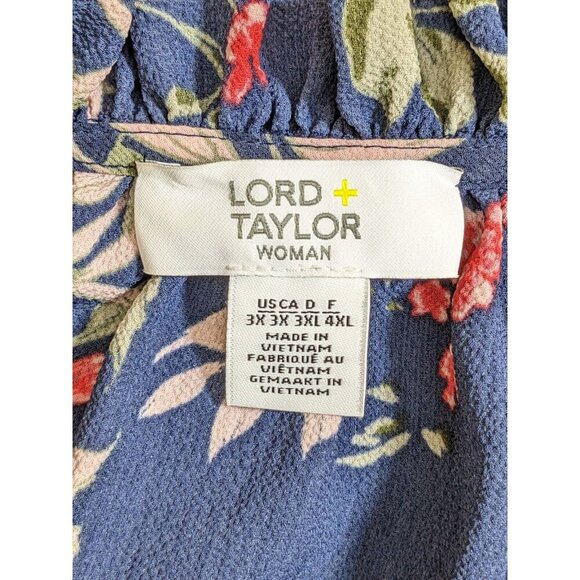 Lord & Taylor Woman Ladies Plus Size 3X Blouse Top Semi Sheer Blue Floral V Neck - Picture 7 of 7